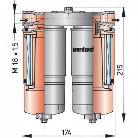 Vetus WS720 su ayırıcı/yakıt filtresi